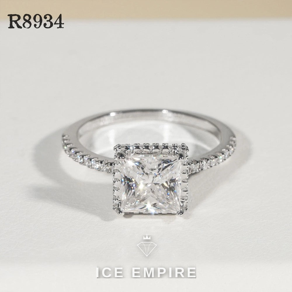 Iced Out 925 Silver Moissanite Engagement Ring