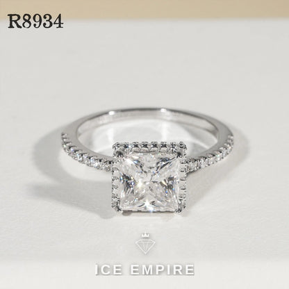 Iced Out 925 Silver Moissanite Engagement Ring