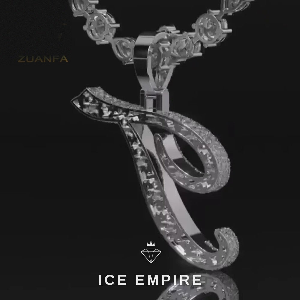 Iced Out Baguette 925 Silver Moissanite Pendant