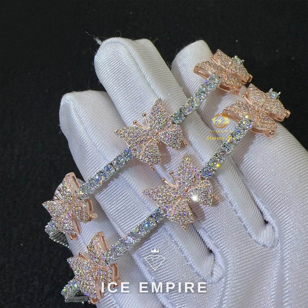Iced Out Cluster Gold Plated Moissanite Tennis Chain