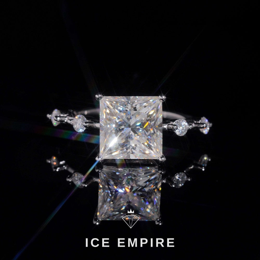 Iced Out 925 Silver Moissanite Engagement Ring