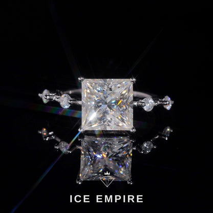 Iced Out 925 Silver Moissanite Engagement Ring