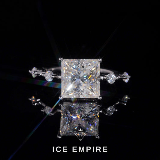Iced Out 925 Silver Moissanite Engagement Ring