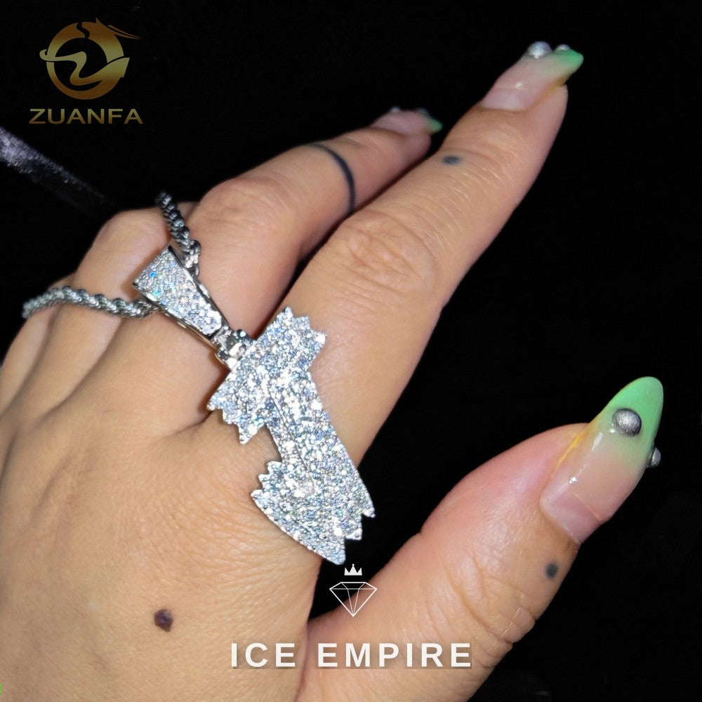 Iced Out Baguette 925 Silver Moissanite Pendant
