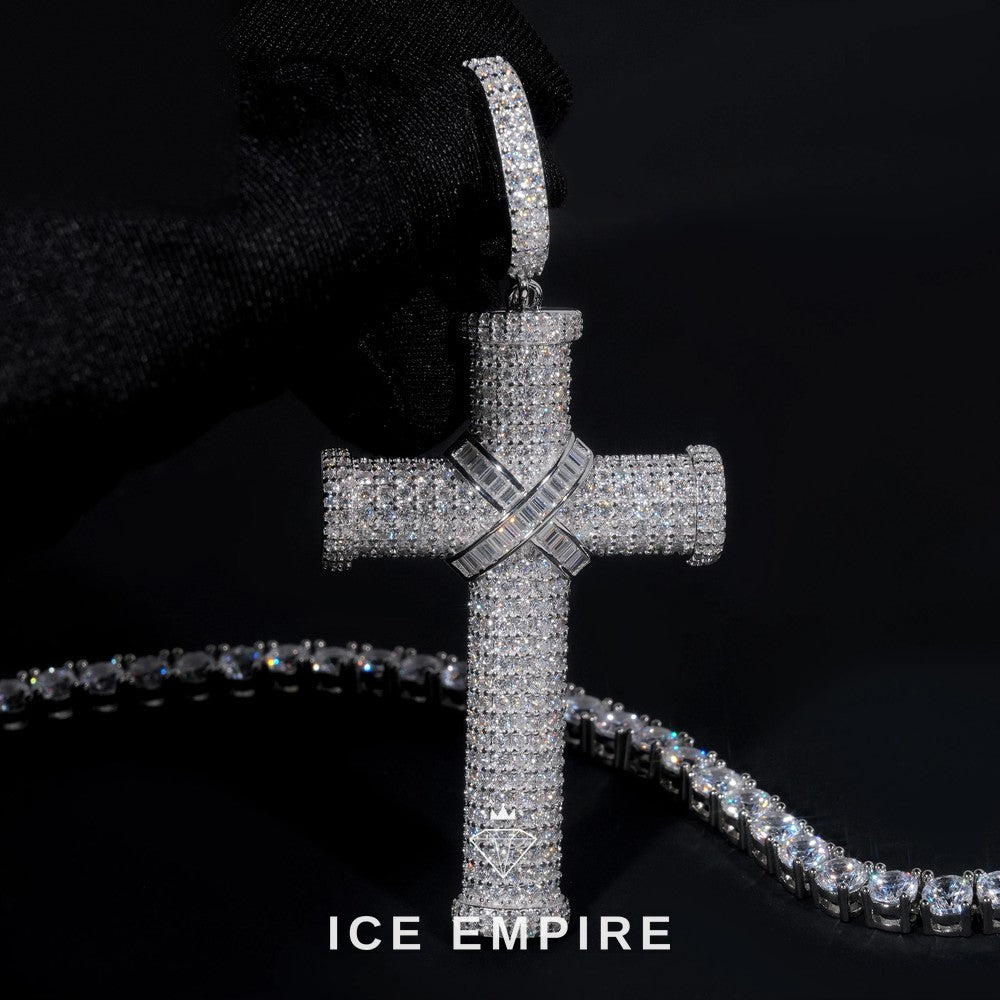 Iced Out Cross 925 Silver Pendant