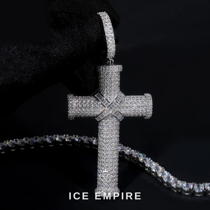 Iced Out Cross 925 Silver Pendant