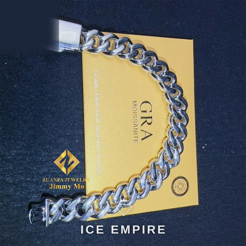 Iced Out 925 Silver Moissanite Cuban Chain