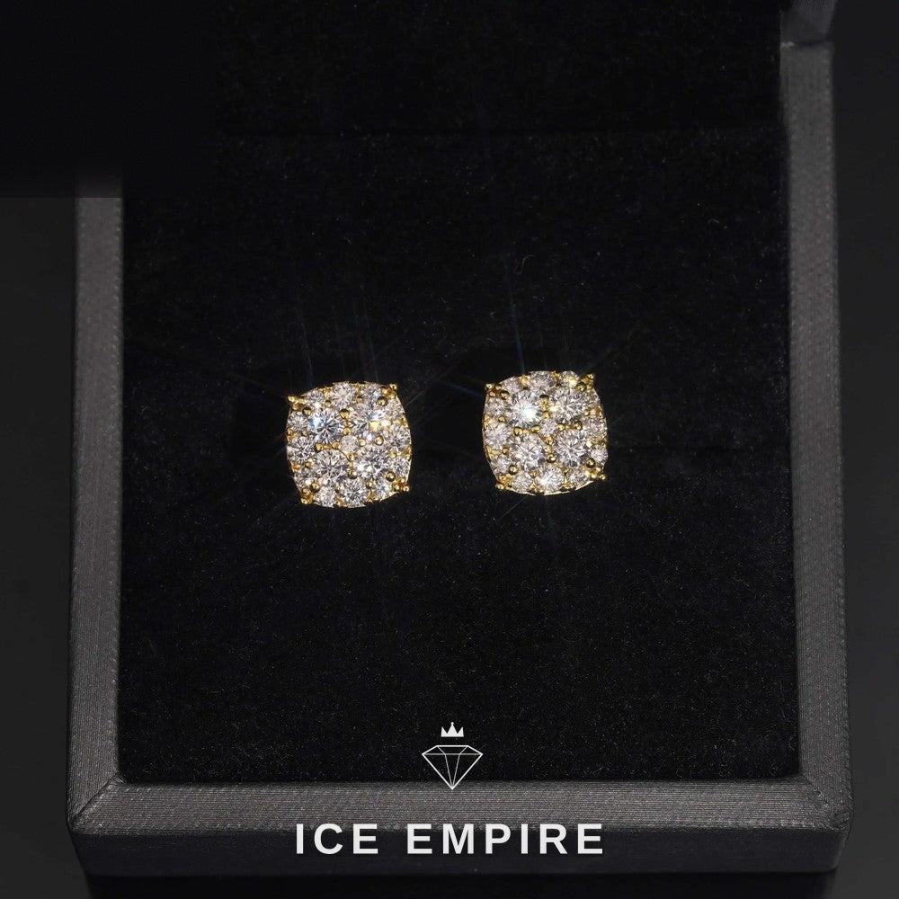 Iced Out Baguette 925 Silver Moissanite Stud Earrings