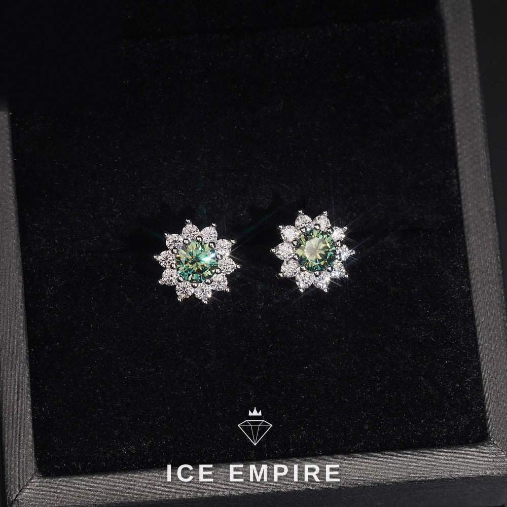 Iced Out 925 Silver Moissanite Stud Earrings