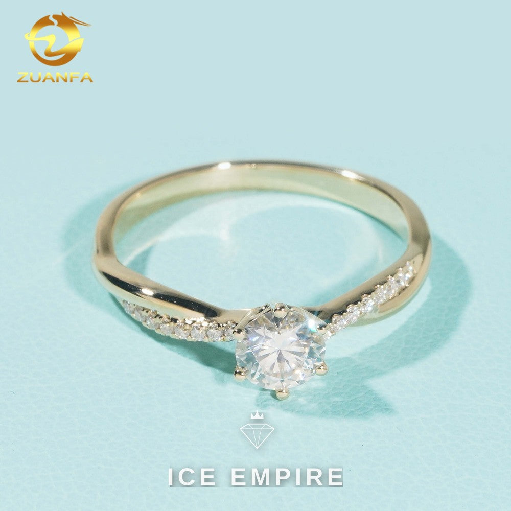 Iced Out 9K Gold Moissanite Engagement Ring
