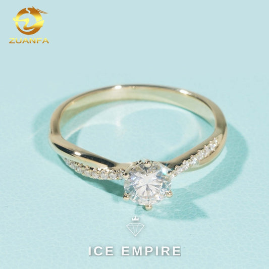 Iced Out 9K Gold Moissanite Engagement Ring
