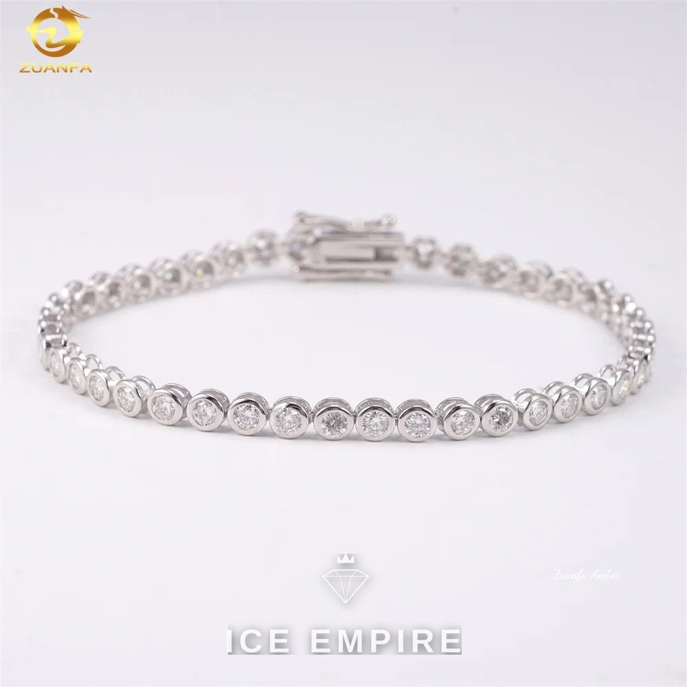 Iced Out 925 Silver Moissanite Tennis Chain