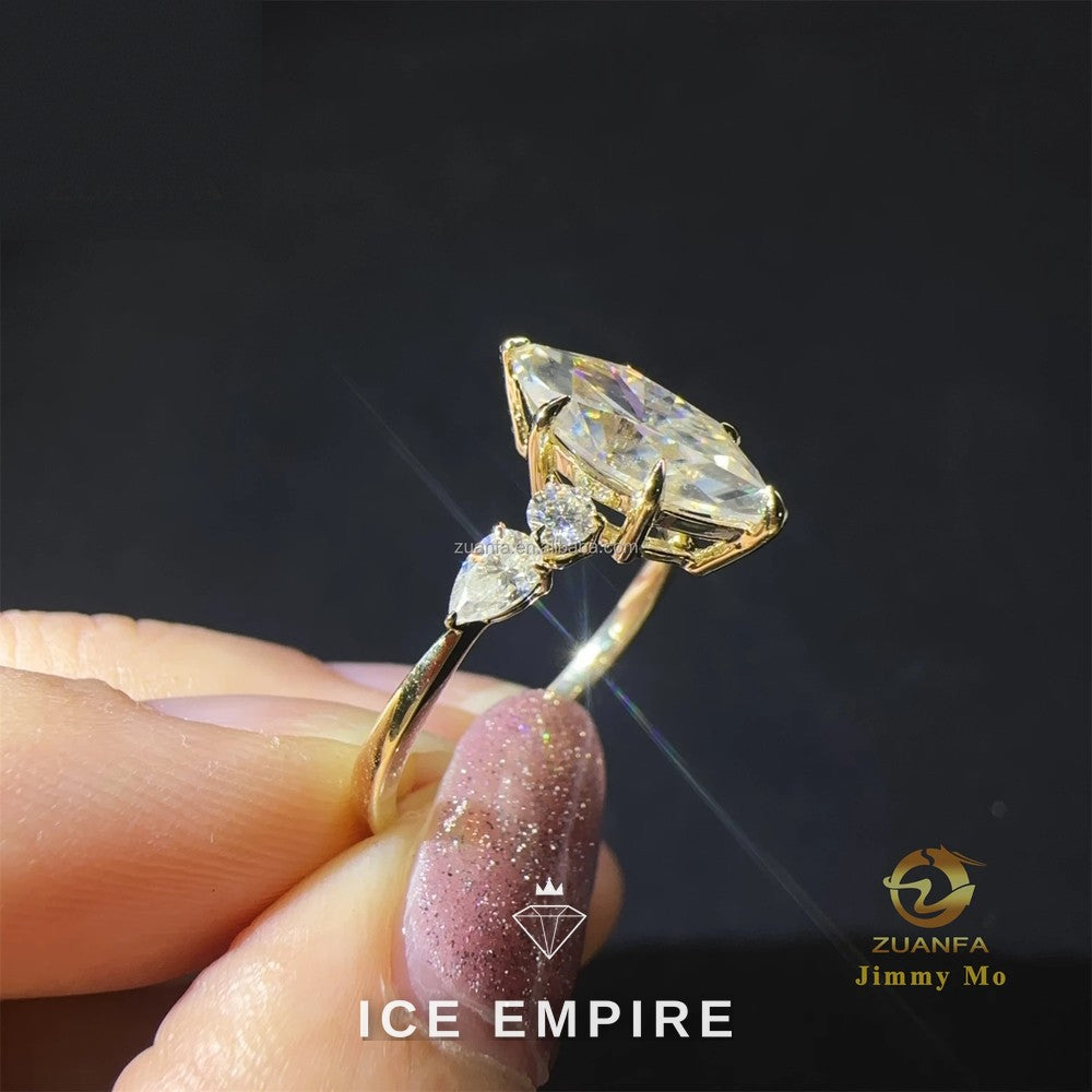 Iced Out 9K Gold Moissanite Engagement Ring