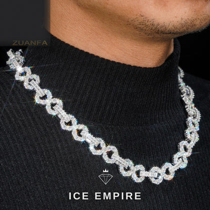 Iced Out Cluster Rose Gold Plated Moissanite Cuban Chain