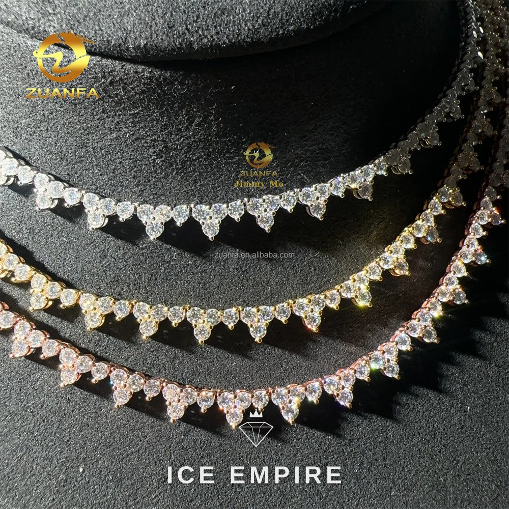 Iced Out Cluster Rose Gold Plated Moissanite Cuban Chain