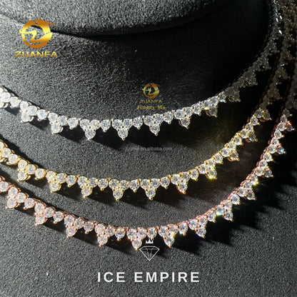 Iced Out Cluster Rose Gold Plated Moissanite Cuban Chain