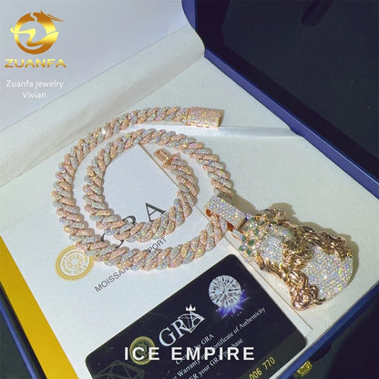 Iced Out Cross Gold Plated Moissanite Pendant