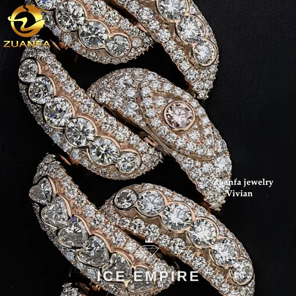 Iced Out Rose Gold Plated Moissanite Cuban Chain