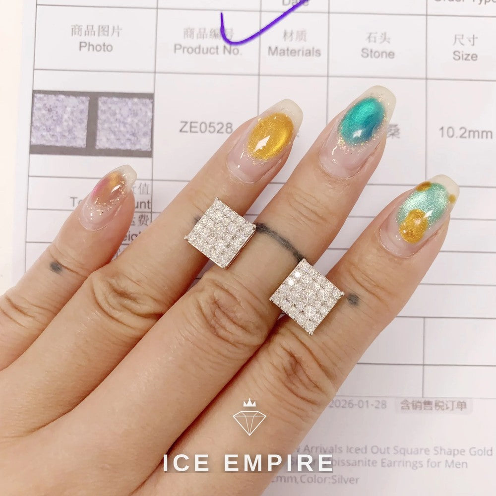 Iced Out Cross Gold Plated Moissanite Earrings