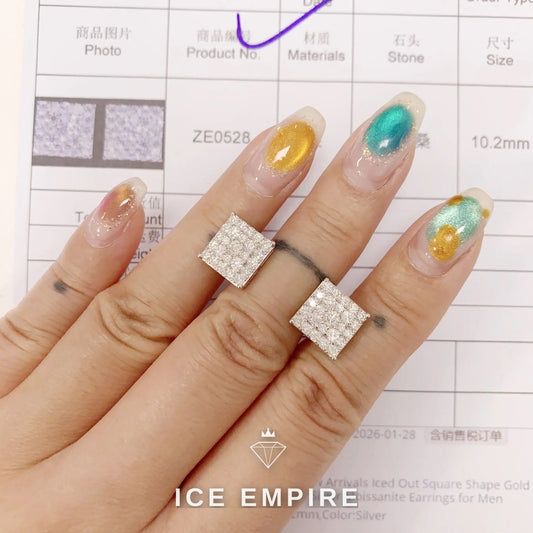 Iced Out Cross Gold Plated Moissanite Earrings