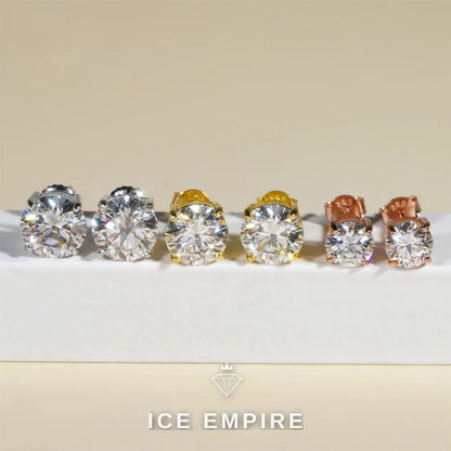 Iced Out 10K Gold Moissanite Stud Earrings