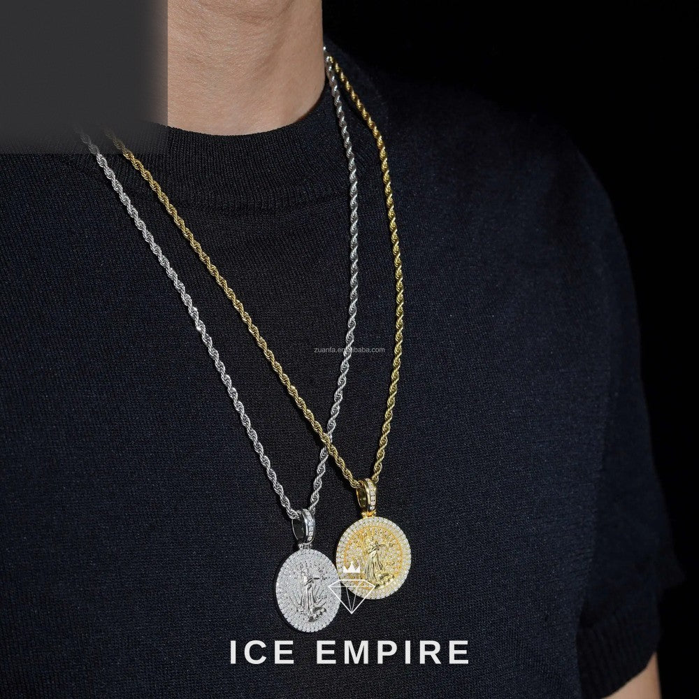 Iced Out 14K Gold Moissanite Pendant