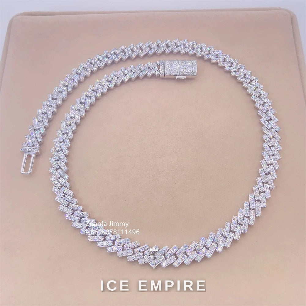 Iced Out 925 Silver Moissanite Cuban Chain