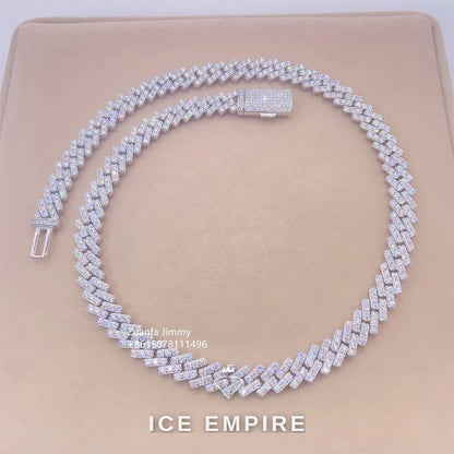 Iced Out 925 Silver Moissanite Cuban Chain