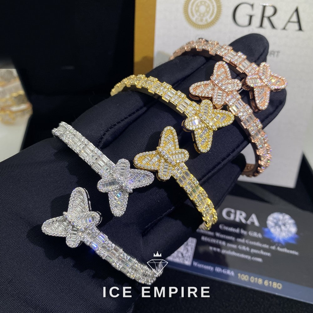 Iced Out Baguette 925 Silver Moissanite Bracelet
