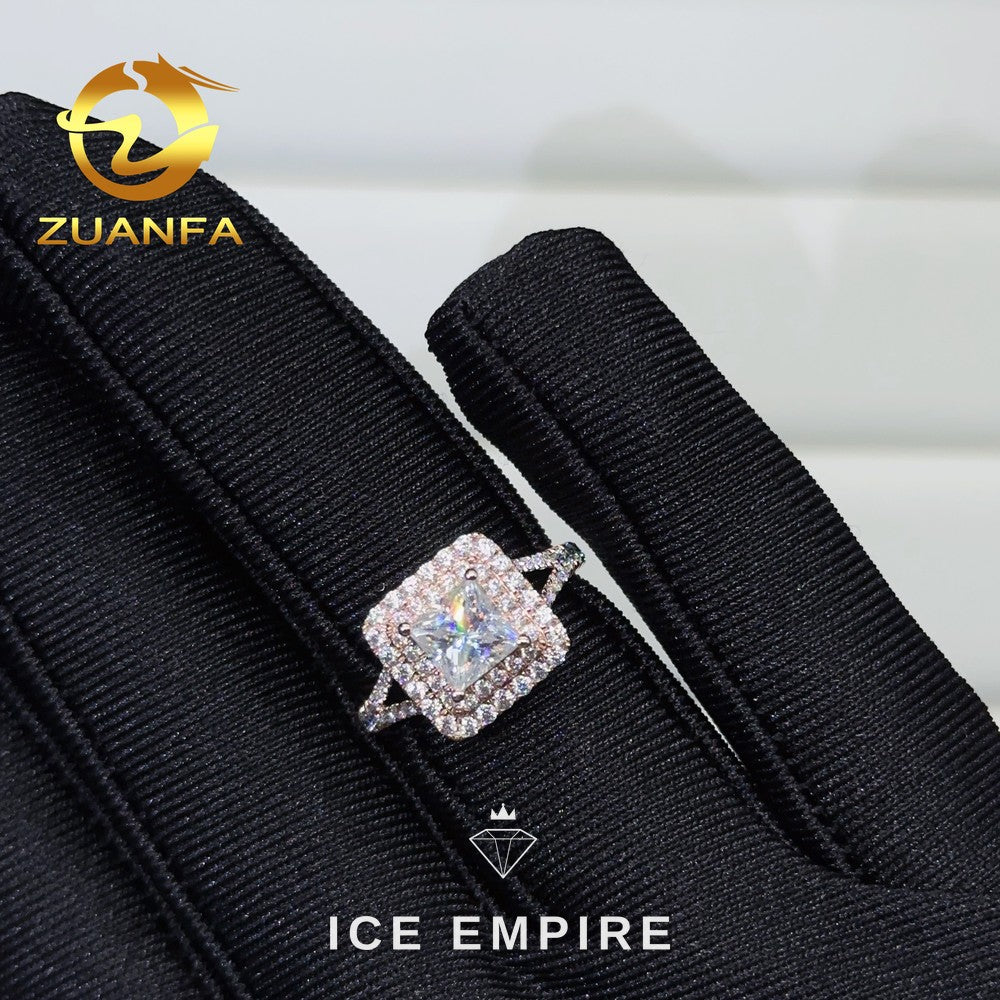 Iced Out Rose Gold Moissanite Engagement Ring