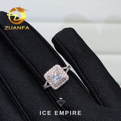 Iced Out Rose Gold Moissanite Engagement Ring