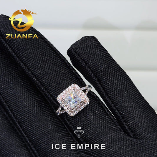 Iced Out Rose Gold Moissanite Engagement Ring