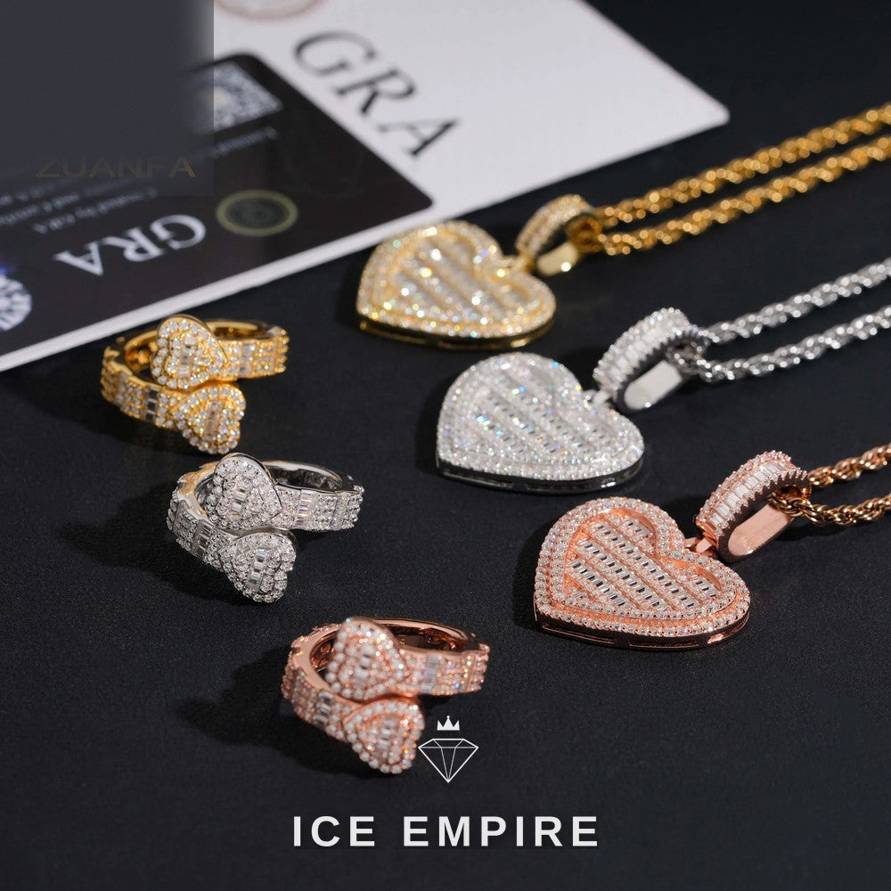 Iced Out Baguette Rose Gold Plated Moissanite Pendant