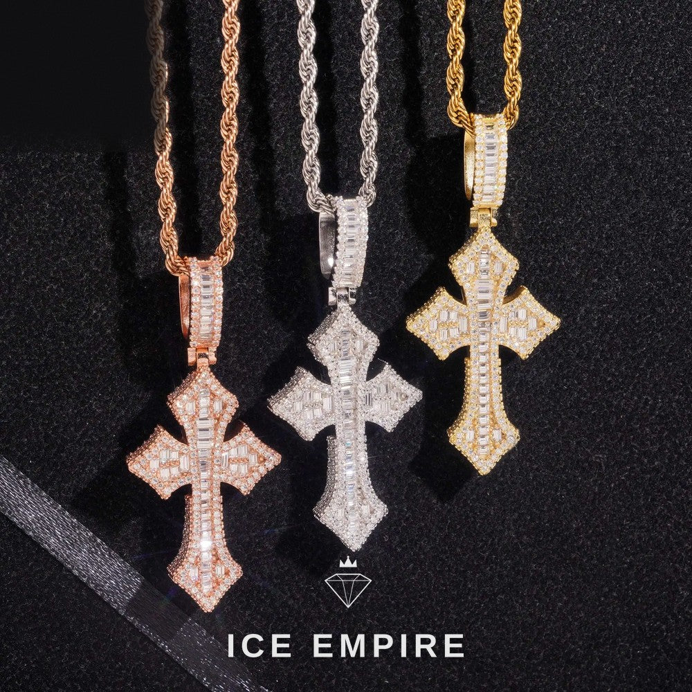Iced Out Baguette Gold Plated Moissanite Pendant