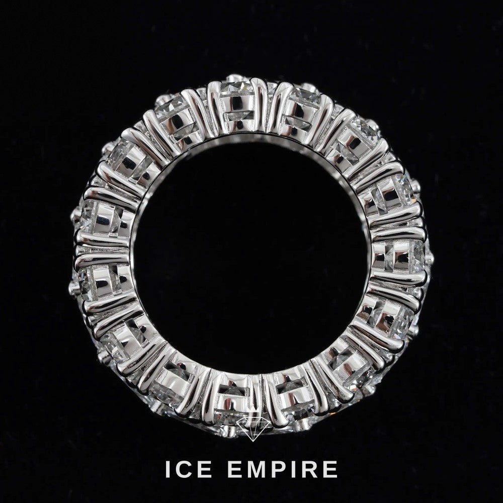 Iced Out 925 Silver Lab Grown Diamond Wedding Band