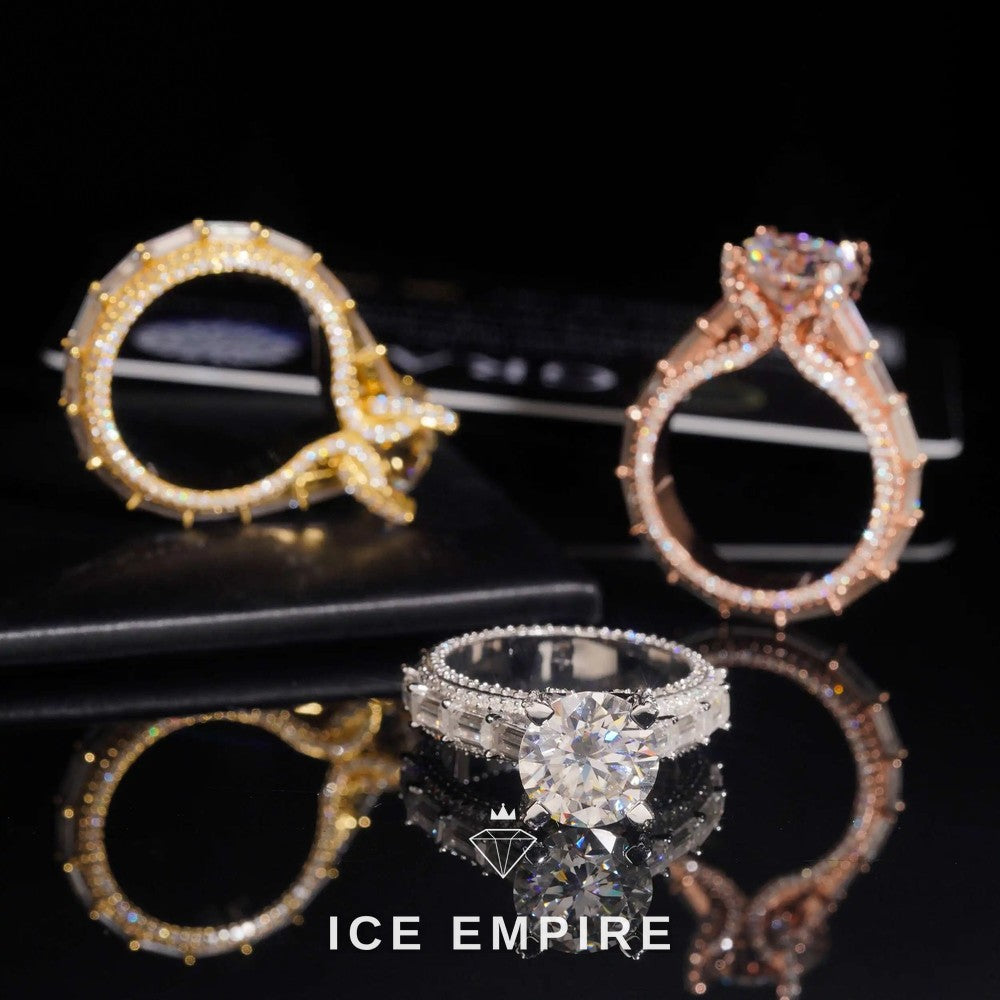 Iced Out 925 Silver Moissanite Wedding Band