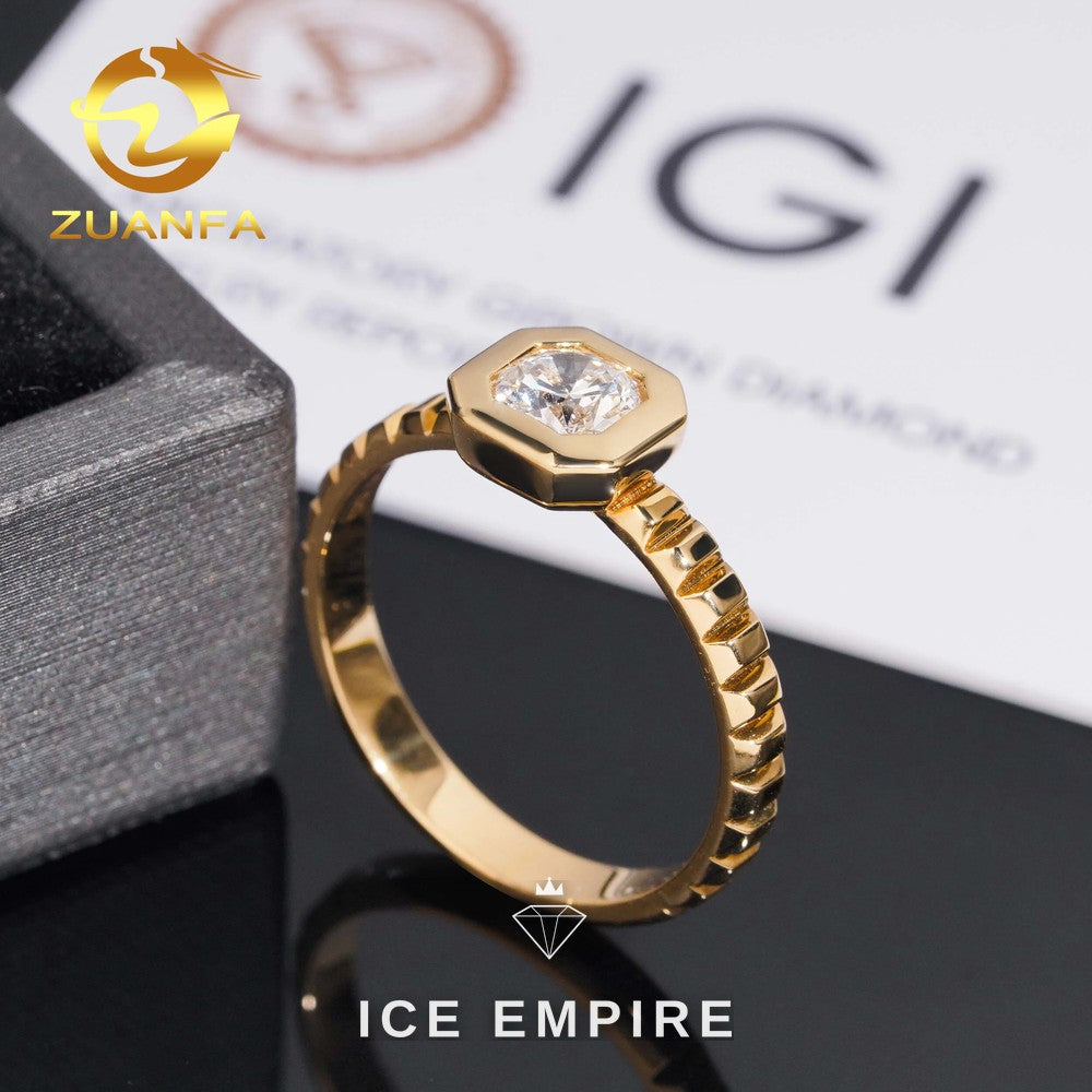 Iced Out 18K Gold Lab Grown Diamond Engagement Ring