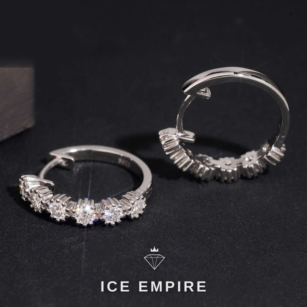 Iced Out Rose Gold Plated Moissanite Hoop Earrings