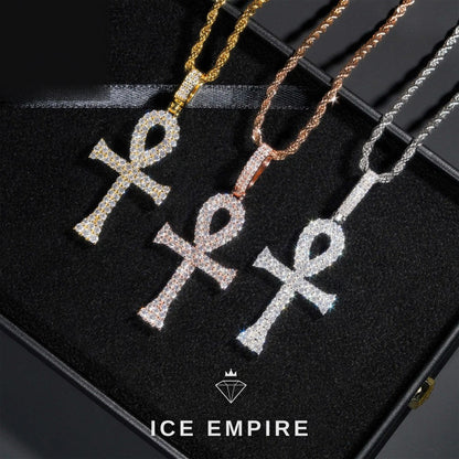 Iced Out Cross Rose Gold Plated Moissanite Pendant