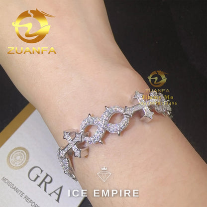 Iced Out Cross Rose Gold Plated Moissanite Cuban Chain