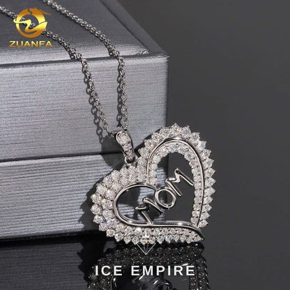Iced Out Heart 925 Silver Lab Grown Diamond Pendant