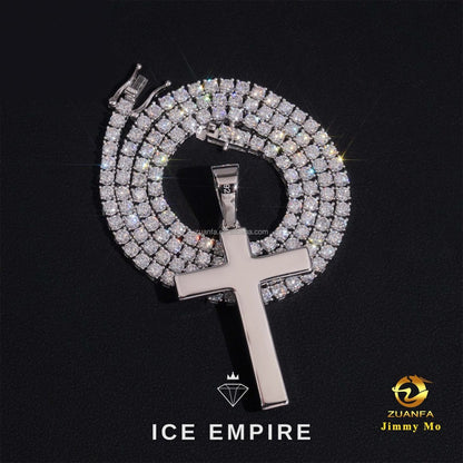 Iced Out Cross 925 Silver Pendant