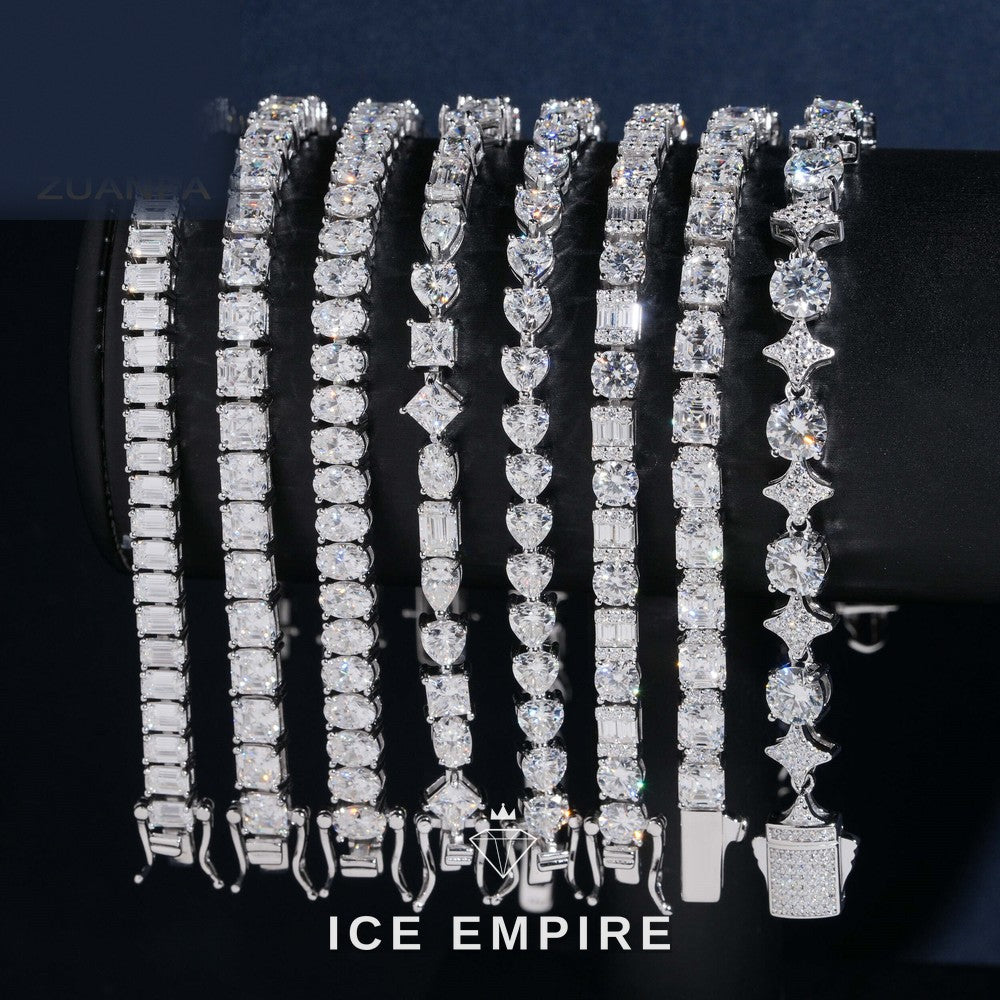 Iced Out 925 Silver Moissanite Tennis Bracelet