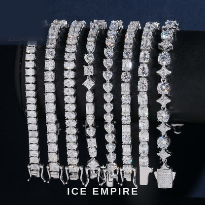 Iced Out 925 Silver Moissanite Tennis Bracelet