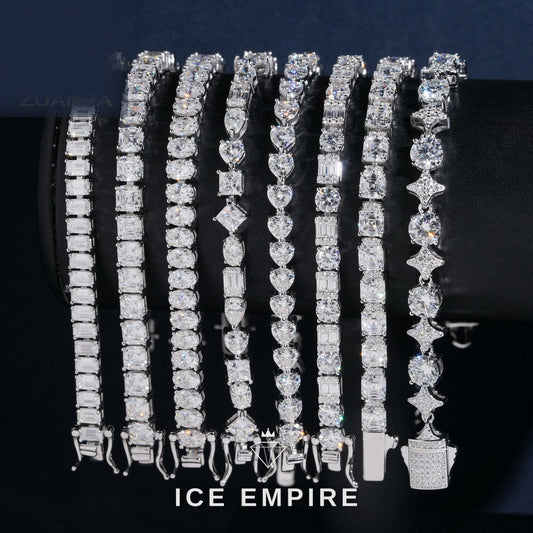 Iced Out 925 Silver Moissanite Tennis Bracelet