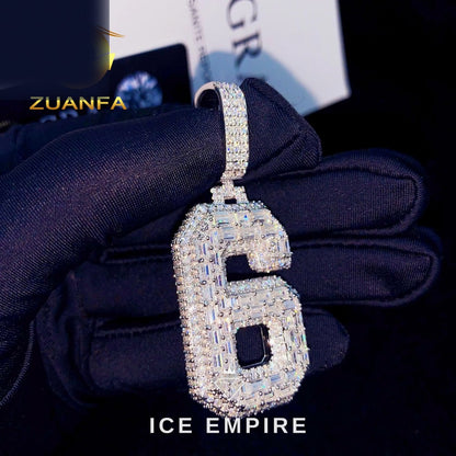 Iced Out Baguette 925 Silver Pendant