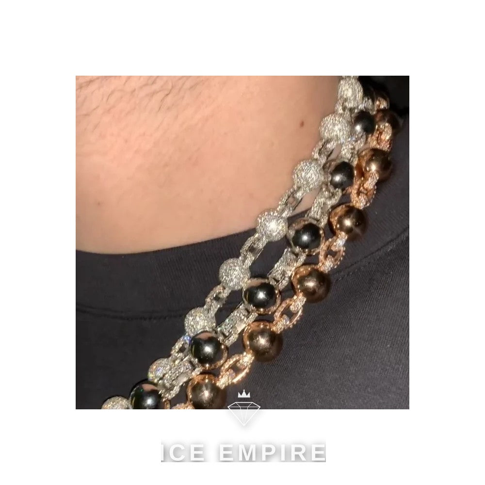 Iced Out Rose Gold Plated Moissanite Cuban Chain