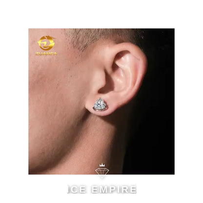 Iced Out Heart 925 Silver Moissanite Earrings