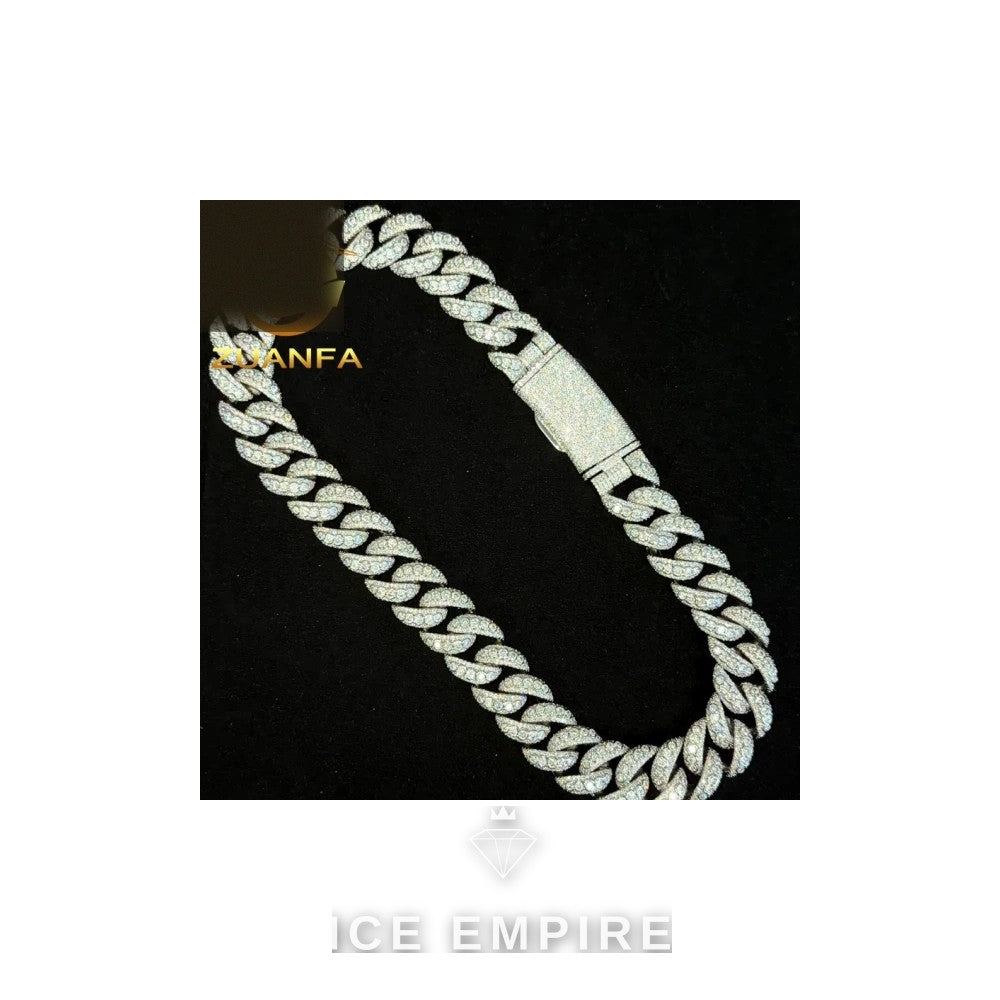 Iced Out 925 Silver Moissanite Cuban Chain
