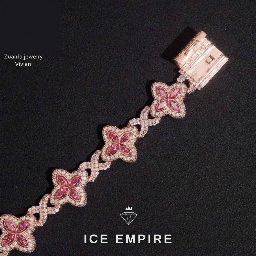 Iced Out Rose Gold Moissanite Cuban Chain